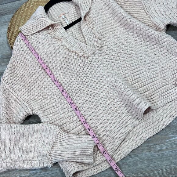 Free people marlie pullover v neck dusty pink collared oversized - Picture 8 of 9